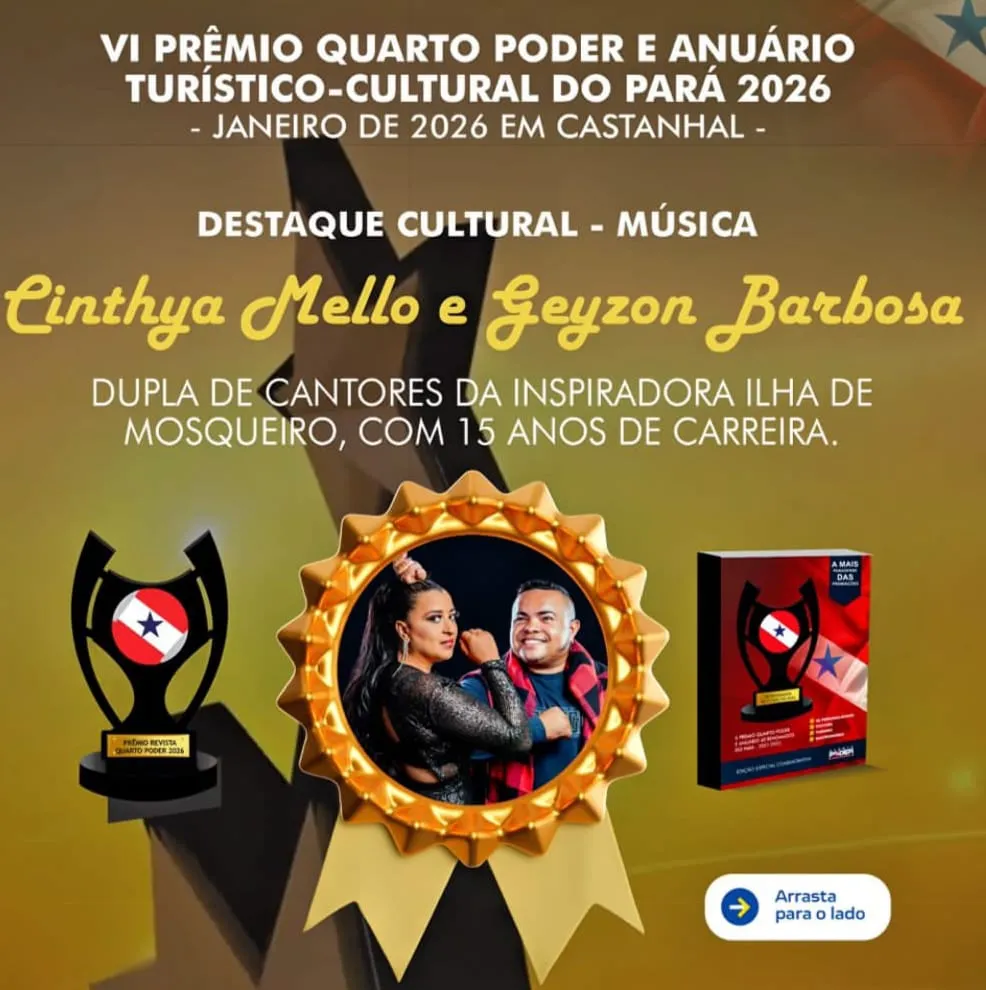 VI Prêmio Quarto Poder reconhece Cinthya Mello e Geyzon Barbosa como Destaque Cultural na Música